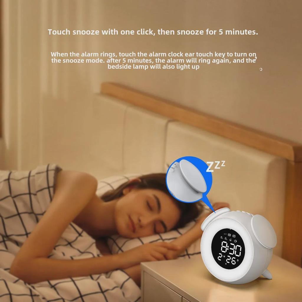 Светодиодный цветной будильник с эффектом заката, сенсорным светом и звуком