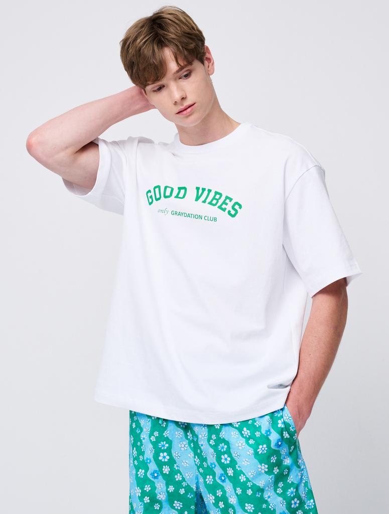 GRAYDATION Good Vibe Crew Neck Men'S Short Sleeve T-Shirt White