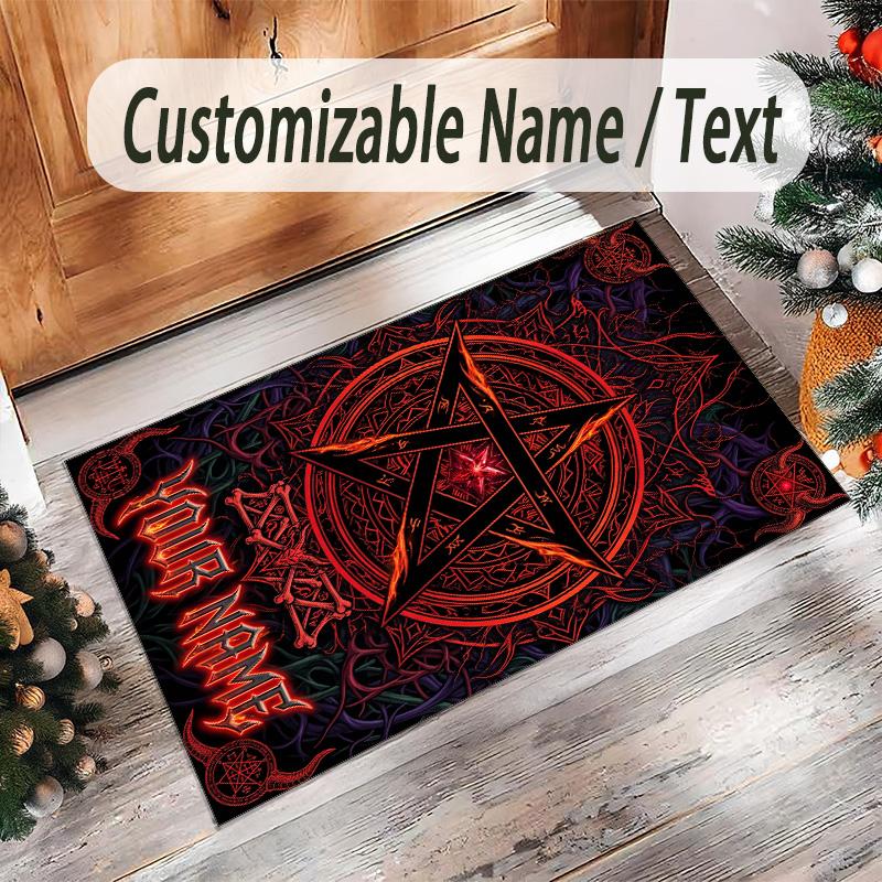 Witchcraft Theme Crystal Velvet Rug Personalized Custom Name Text Soft Floor Mat Home Decor