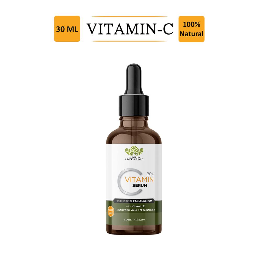 Haria Naturals Сыворотка для лица с витамином С для очищения кожи-Осветляет тон кожи, Уменьшает морщины, Мелкие морщинки 120 мл