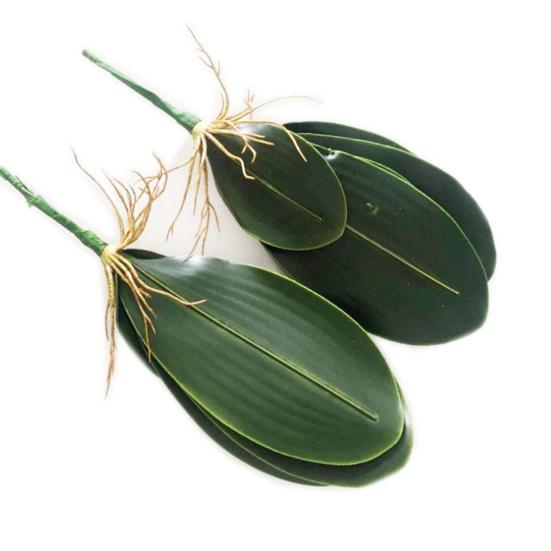 Искусственные Зеленые Листья Фаленопсиса Имитация Листьев Орхидеи Стебель Реалистичные Зеленые Растения для Цветочных Композиций Садовый Декор Бонсай