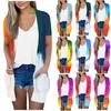 Women's Fashion Loose Casual Pocket Printed Cardigan Short Sleeve Jacket Top