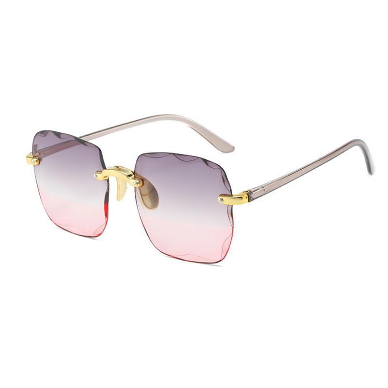 New Rimless Women'S Sunglasses Fashion Gradient Lenses Sun Glasses Lady Vintage Alloy Legs Classic Designer Shades Uv400