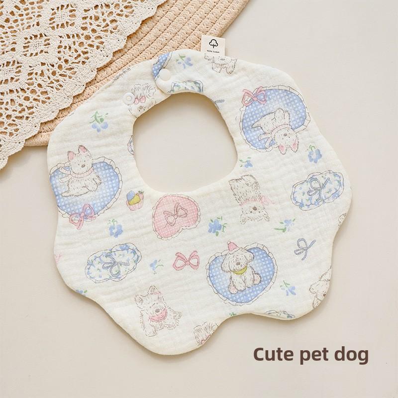 Baby Bib Baby Six-layer Gauze Saliva Towel Petal Bib Newborn Rotatable Saliva Towel Baby Bib
