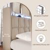 Lit double - MUVOE - 180x200 cm - Beige - Éclairage LED - 4 tiroirs - Recharge USB