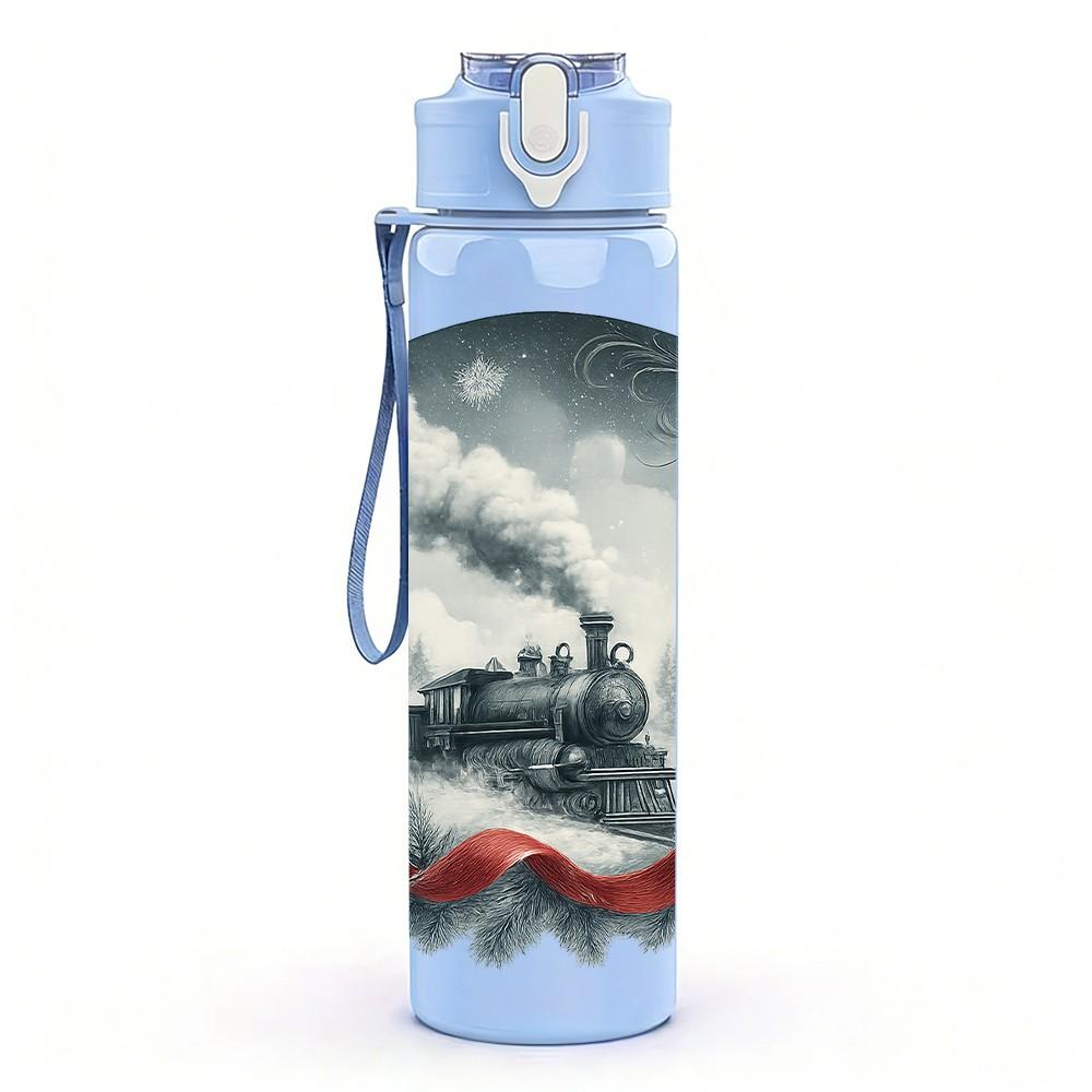 1PC Snow Mountain Wave Scenery 750ml Color Plastic Sports Water Bottle Leakproof Flip Straw Lid Suitable for Sports Office Home Use