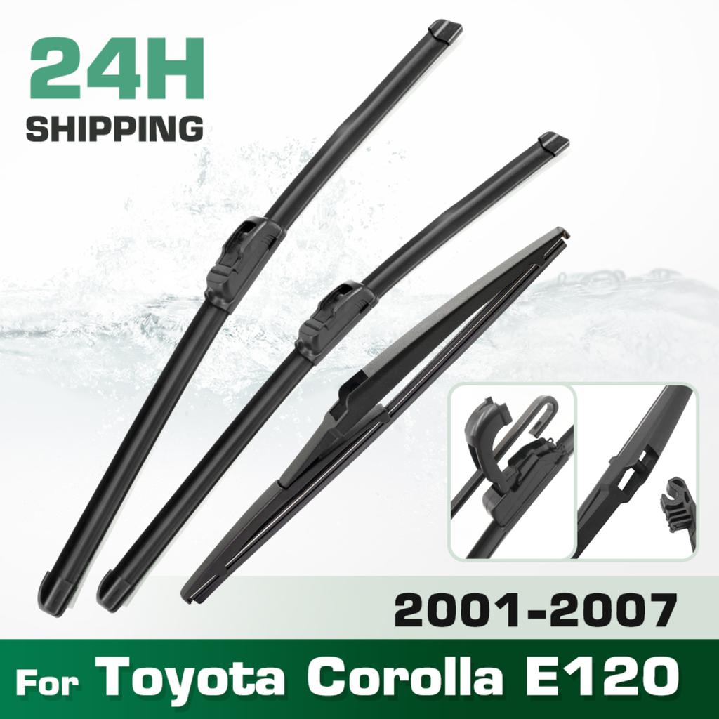 For Toyota Corolla E120 2001-2007 2002 2003 2004 Wiper Front&Rear Wiper Blades Windshield Windscreen Window Brushes 22"+19"+14