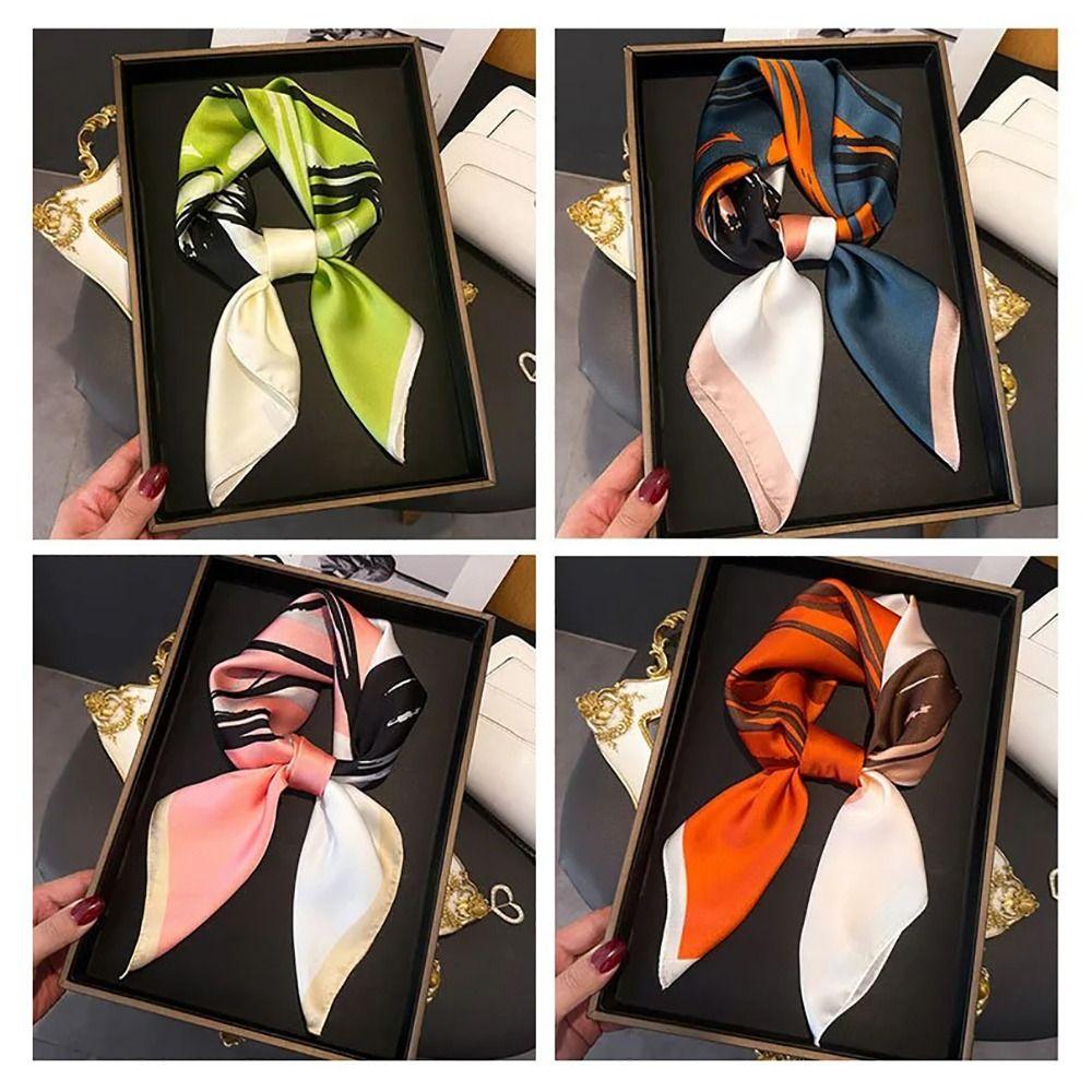 Polyester Lily Scarves Wrap Square Neckerchief Fashion Silk Hair Bands Female Accessories