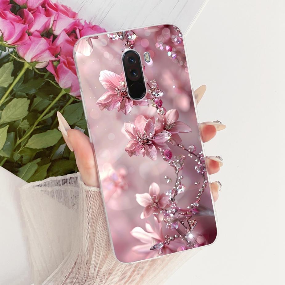 For Xiaomi Pocophone F1 Case Luxury Bow Flowers Painted Cover 6.18'' Soft TPU Phone Case For Xiaomi Poco F1 PocoF1 Fundas Bumper