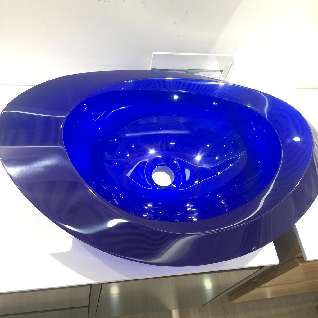 23.6" Bathroom Transparent Resin Counter Top Vessel Sink Lavatory Oval Sky Blue Washbasin