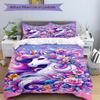 3pcs Enchanted Unicorn & Whimsical Floral Quilt Cover Set - Soft and Cozy Bedroom, Guest Room and Dorm Decorative Bedding 3-Piece Set 1 Quilt Cov
