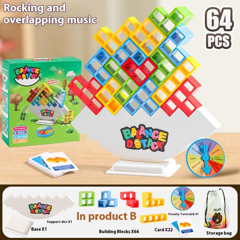 Балансировочная игра качающаяся стека высокая русская строительная стопка блоков музыкальная детская концентрация настольная игрушка