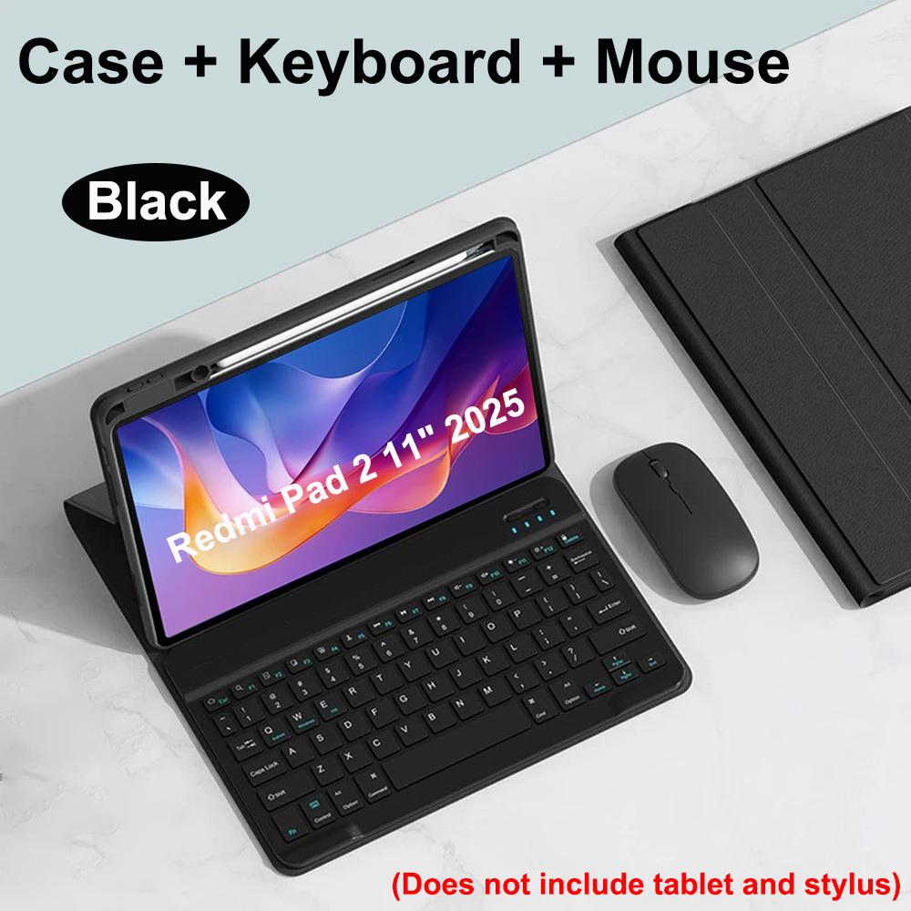 Чехол для Redmi Pad 2 11 дюймов, Чехол-клавиатура Bluetooth для Redmi Pad 2 11 дюймов, Магнитная защитная крышка-клавиатура