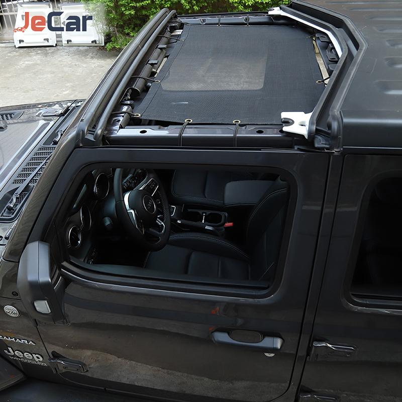 JeCar Car Sunshade Front Roof Top Mesh Insulation Net Protection For Jeep Wrangler JL Gladiator JT 2018 up Exterior Accessories