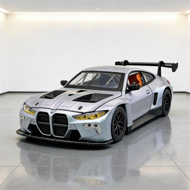 1:24 BMW M4 GT3 Спортивный Автомобиль из Сплава Модель Литой Металлический Игрушечный Автомобиль Модель Транспортного Средства Симуляция Звука и Света Коллекция Детский Подарок