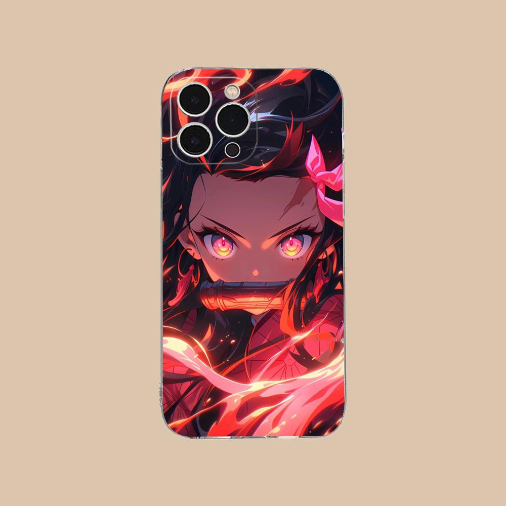 Demon Slayer Anime Nezuko Phone Case for iPhone 16 15 14 13 12 11 X XR XS 8 6 Pro Max Plus Mini Clear Colour Protective Luxury