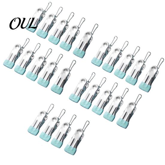 Metal Pegs for Hanging Towels And Socks 24PCS Stainless Steel Clothes Pegs, with Non-Slip Rubber Coating, Heavy Compact Clips Saving Space Duty