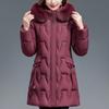 Middle Age Woman Winter Coats Hooded Faux Fur Collar Casual Thick Warm Long Parkas Women's Jackets