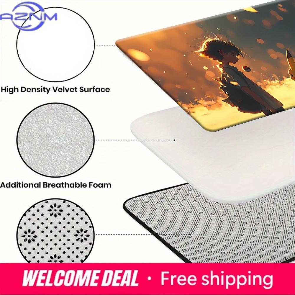 Warm Glowing Bokeh Ash And Pikachu Pokemon Non-Slip Absorbent Decorative Indoor Entryway Bathroom Floor Doormat Rug