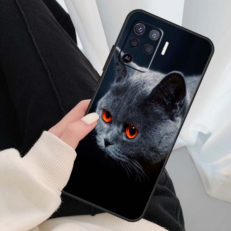 Серый Британский Короткошерстный Кот Чехол Для Oppo A54 A74 A94 A18 A57 A17 A77 A38 A58 A78 A98 A80 A60 A40 A96 A76 A16 A15 A5 Pro