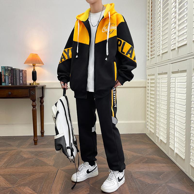 Sports Suit Men's Fashion Trend Handsome Youth Hooded Sweatshirt Sweatpants Two-piece Set