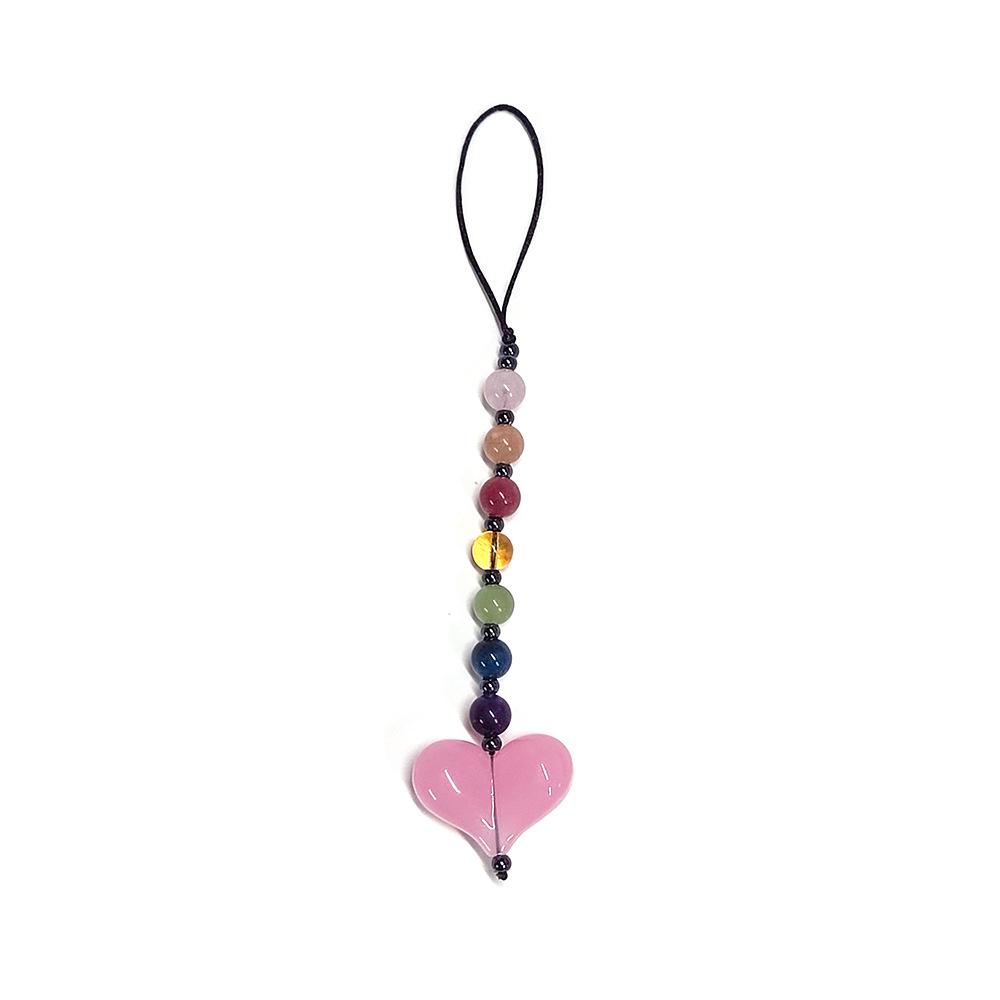 HERLOOK Phone Charm Love Heart Bowknot Pendant Simple Beaded Chain Cellphone Lanyard Trendy Women Y2K Accesories