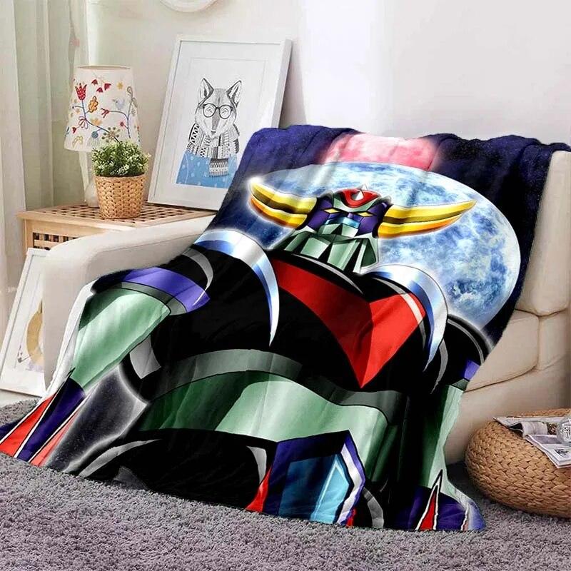 G-Goldorak Pattern Print Flannel Blanket,for Couch, Bed, Sofa, Office-Soft and Soothing Printing Blanket For All Season