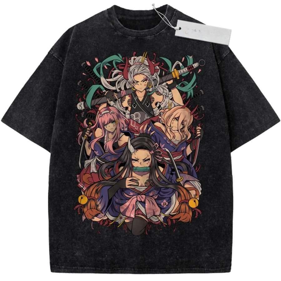 Unisex Washed Pink Vintage Tshirt One Piece Strong Women Warriors Highquality Fabric for Home Leisure Travel Shopping