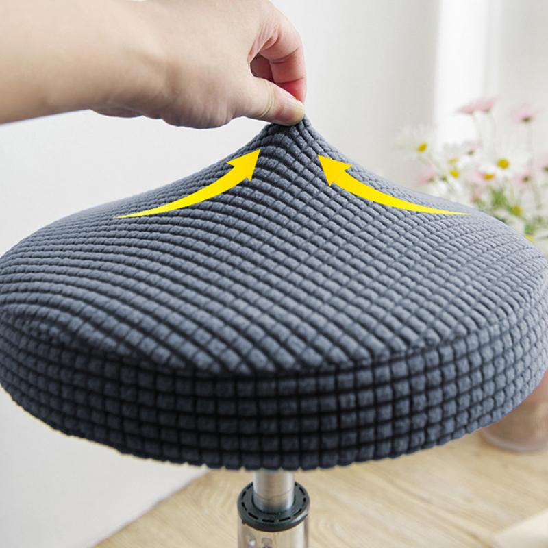 Slipcover Bar Stool Cover Round Chair Cover Anti-Dirty Solid Seat Cushion Protector Removable Stool