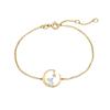 FANCIME K18 Gold Diamond Bracelet Crescent Moon Star Moon Viewing Rabbit 18K Gold Birthday Anniversary Day Christmas Present Gift Wrapped Women's