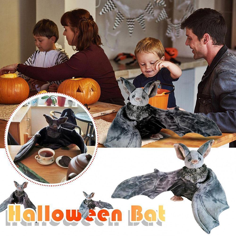 Прекрасная серая плюшевая летучая мышь, мягкая кукла летучая мышь, плюшевая подушка для мальчиков и девочек, рождественское украшение на Хэллоуин, праздничные подарки