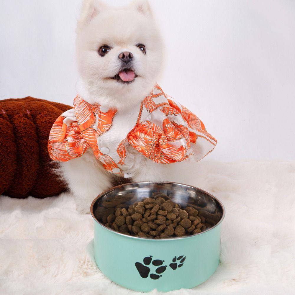 Мультяшный отпечаток лапы Миска из нержавеющей стали для домашних животных собак Щенячья миска для еды и питья Для собак кошек щенков