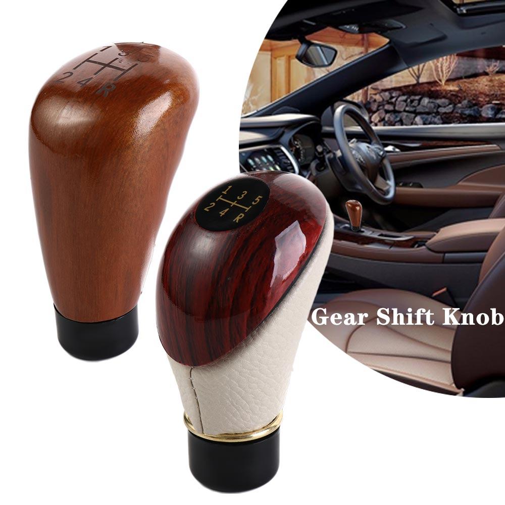 Knob Gloss Imitation Peach Wood Manual Gear Stick Knob Shift Shifter 5-Speed Lever Car Shift Knob