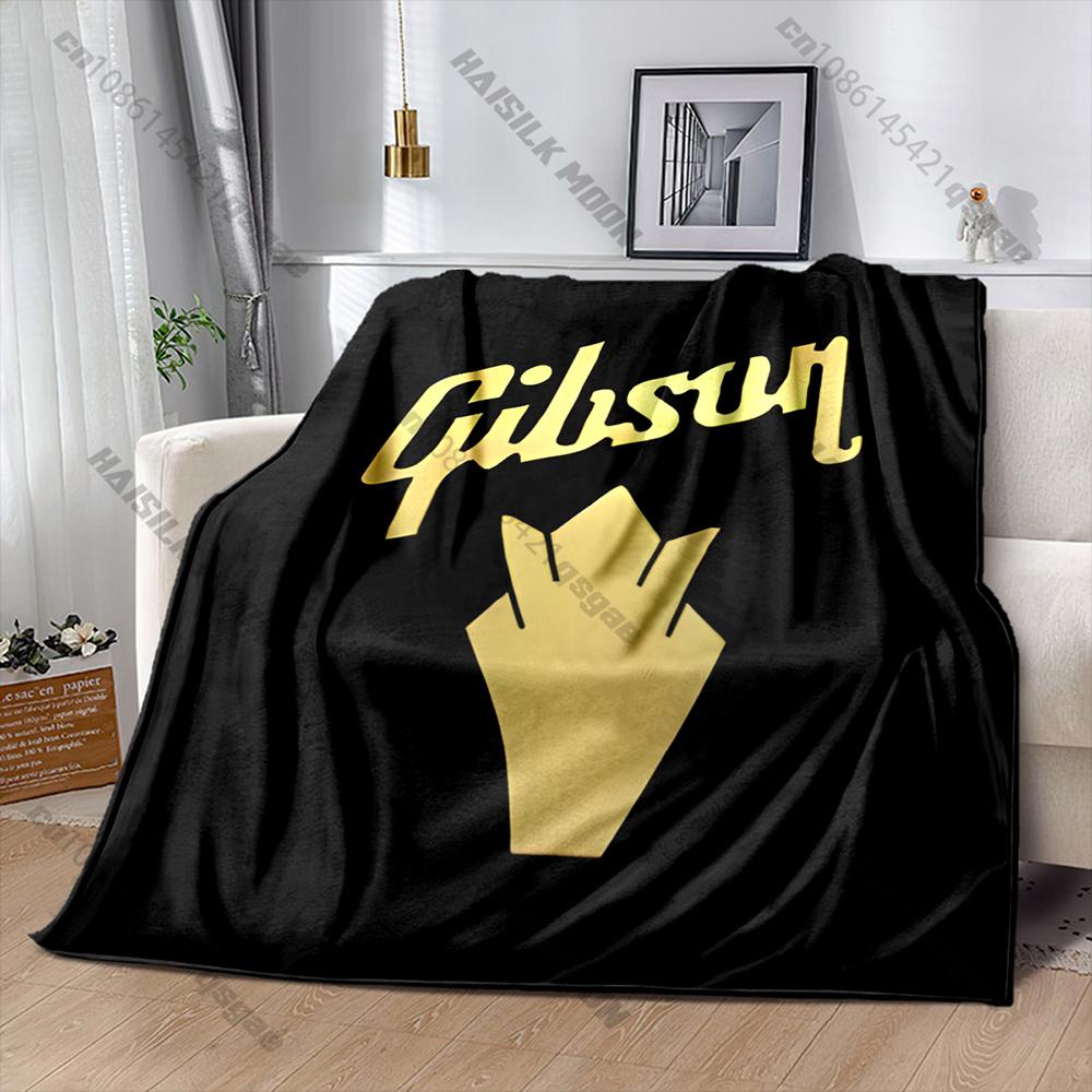 Classic G-Gibs0n Guitar Logo Print Blanket Warm Soft Comfortable Home Travel Blanket Sofa Bedding Cover Blanket Gift for Friends