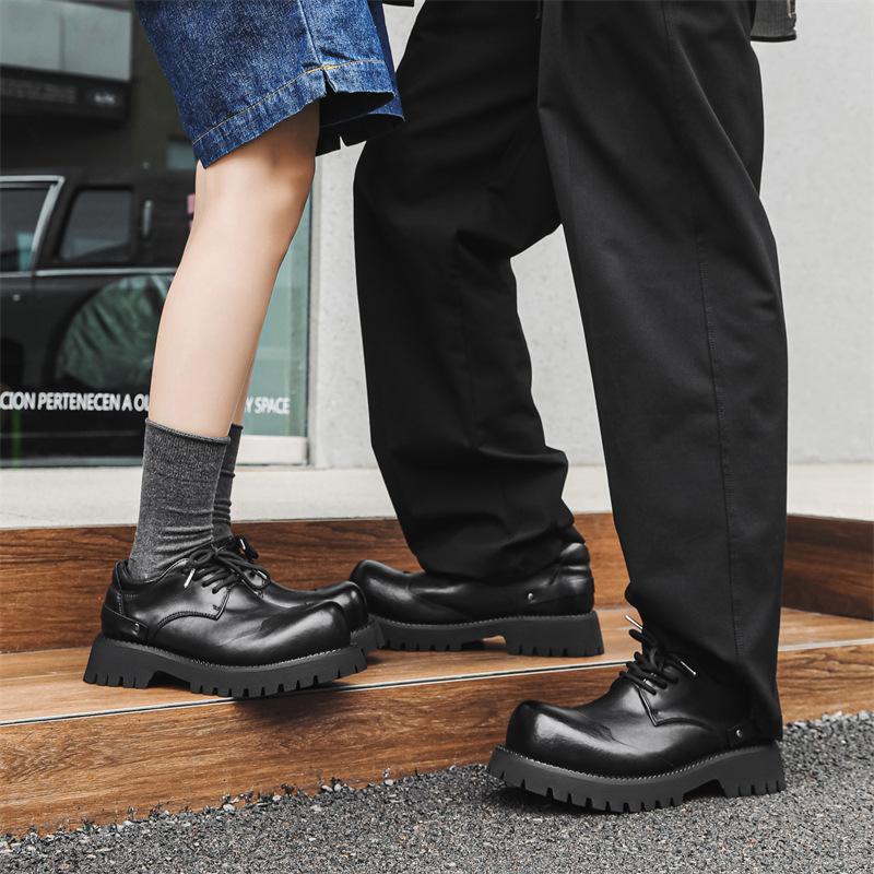 Туфли Дерби мужские с толстой подошвой, с завышенной талией, в британском стиле, с низким верхом, с загнутым носком, повседневная обувь 66689-K