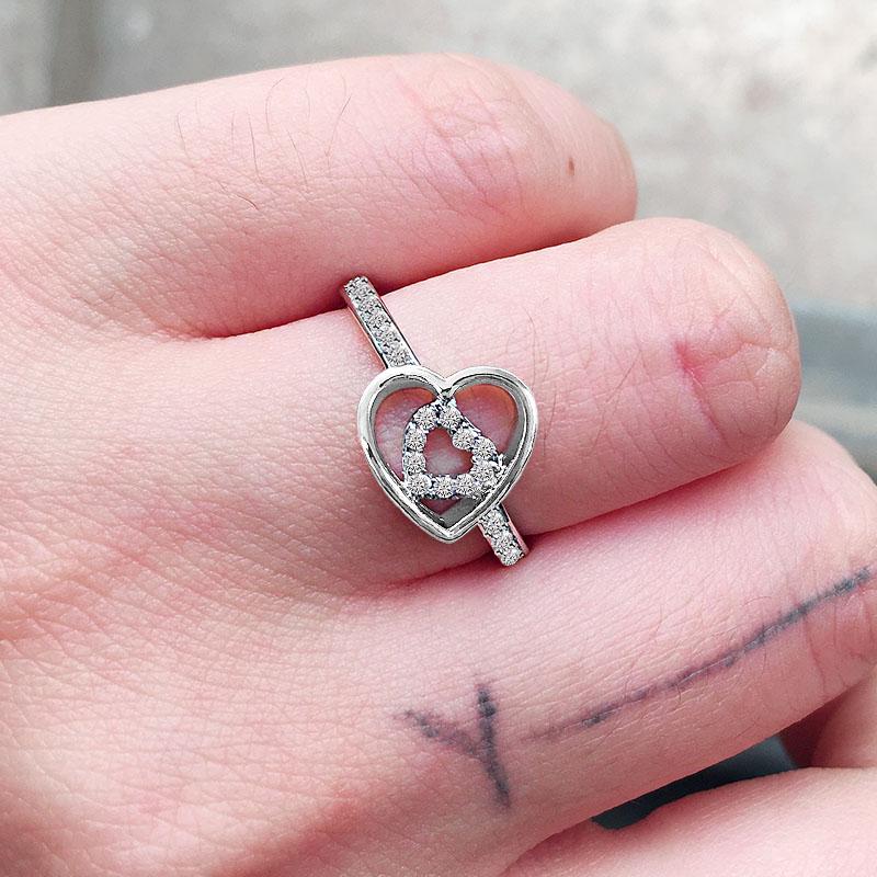 Новое модное обручальное кольцо для женщин, ювелирные изделия в форме двойного сердца для невесты, подарок на день Святого Валентина, годовщину
