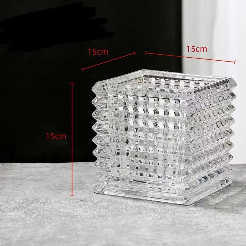 Прозрачная квадратная стеклянная ваза, геометрический квадратный цветочный горшок, цветочные композиции, аксессуары для террариума, украшения дома, аксессуары