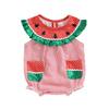 Комбинезон для девочек и мальчиков с принтом арбуза, без рукавов, с карманами, полосатый комбинезон для малышей на лето