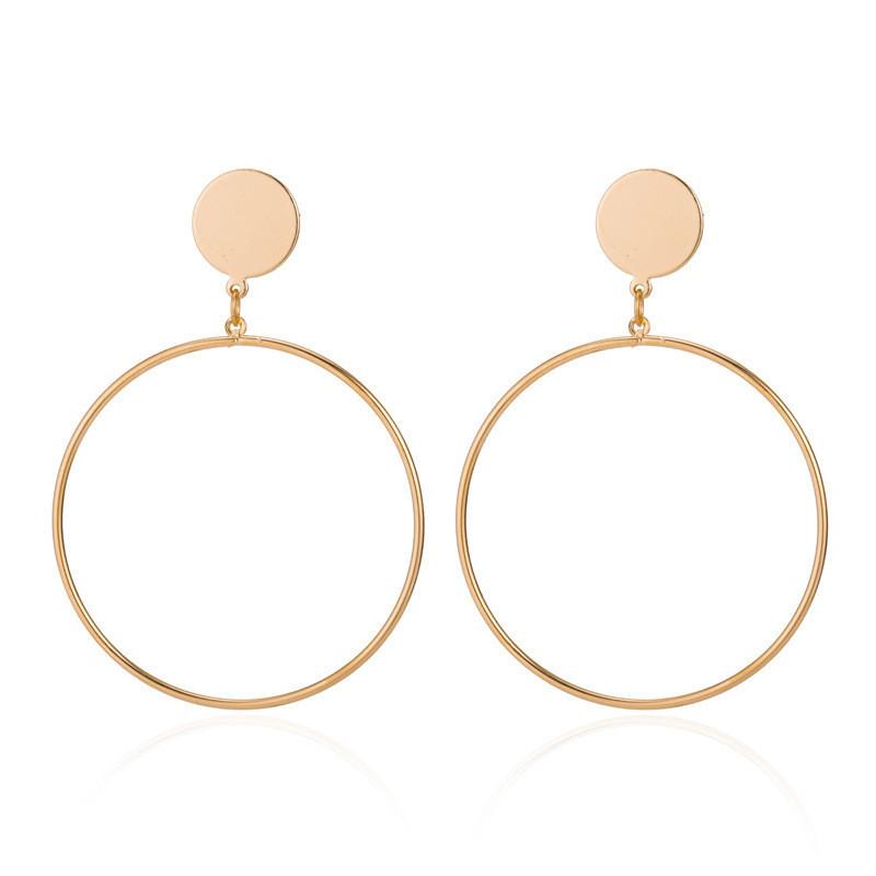 Alloy Stylish Womens Hoop Earrings Modern Geometric Shape Accessory Statement