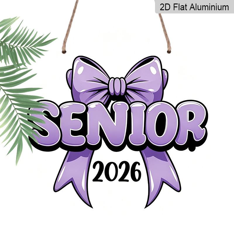 2D Flat Aluminum 2026 Graduation-themed Wall Hanging Is Available in Multiple Sizes and Features A Cute Purple Bow Design, Making It A Perfect Choice
