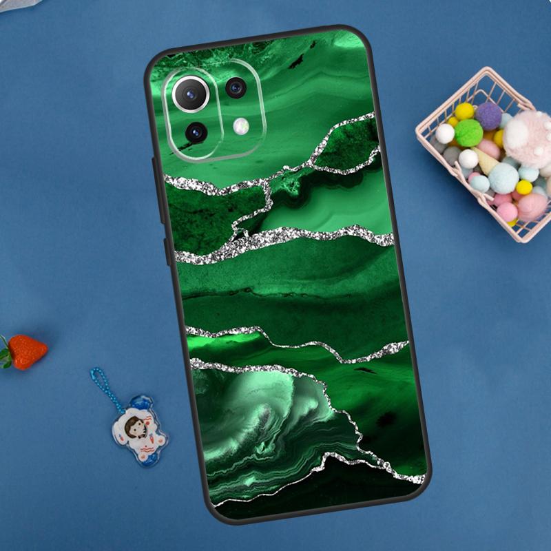 Gold Indigo Faux Malachite Case For Xiaomi 14 13 15 Ultra 11T 12T 13T 14T Pro POCO X7 Pro X3 X5 F5 F6 M6 X6 Pro Cover