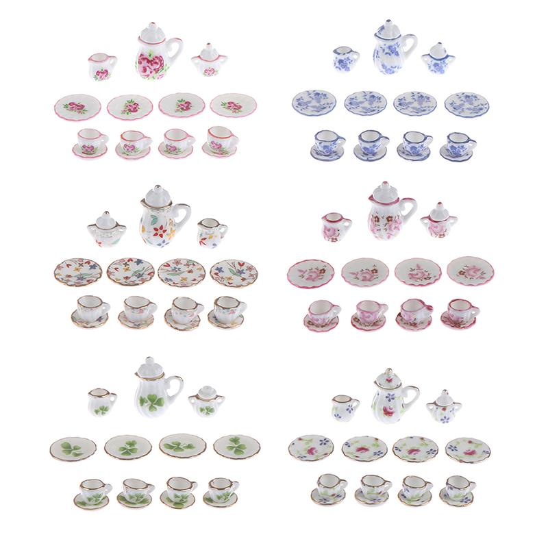 15 шт. 1:12 миниатюрных столовых приборов для кукольного домика, фарфоровые керамические чайные чашки, набор игрушек