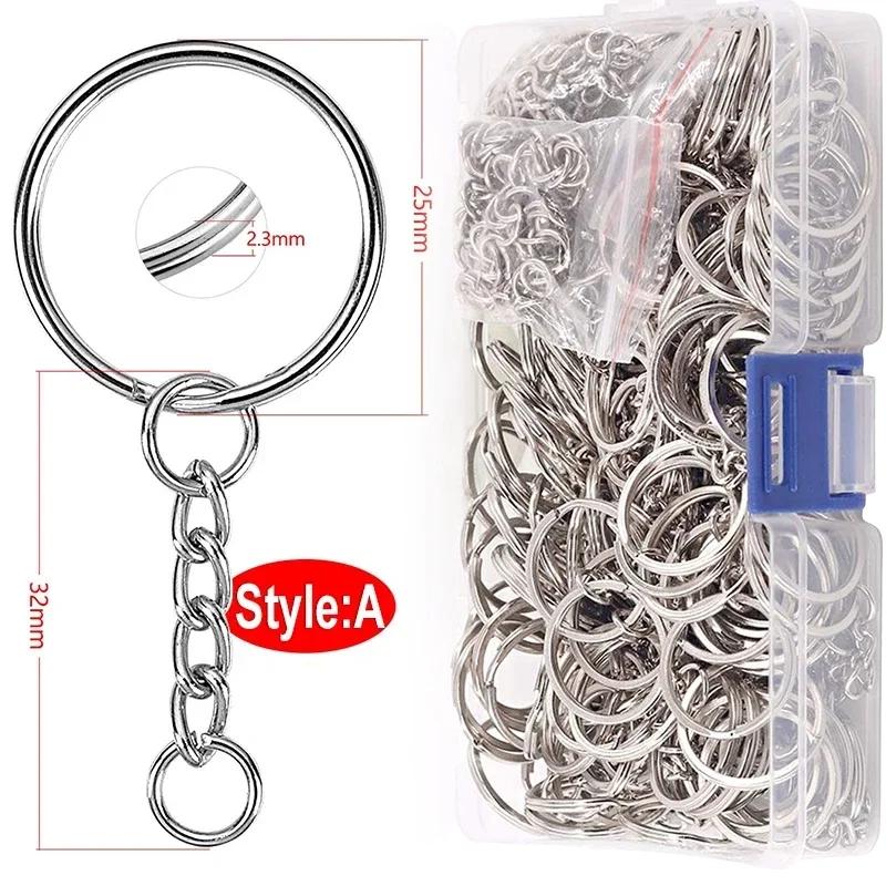 50/100 шт., плоский брелок для ключей с отверстием из нержавеющей стали, сделай сам, сумка, подвеска, пряжки, изготовление полированных брелоков, разрезные кольца, фурнитура для ювелирных изделий