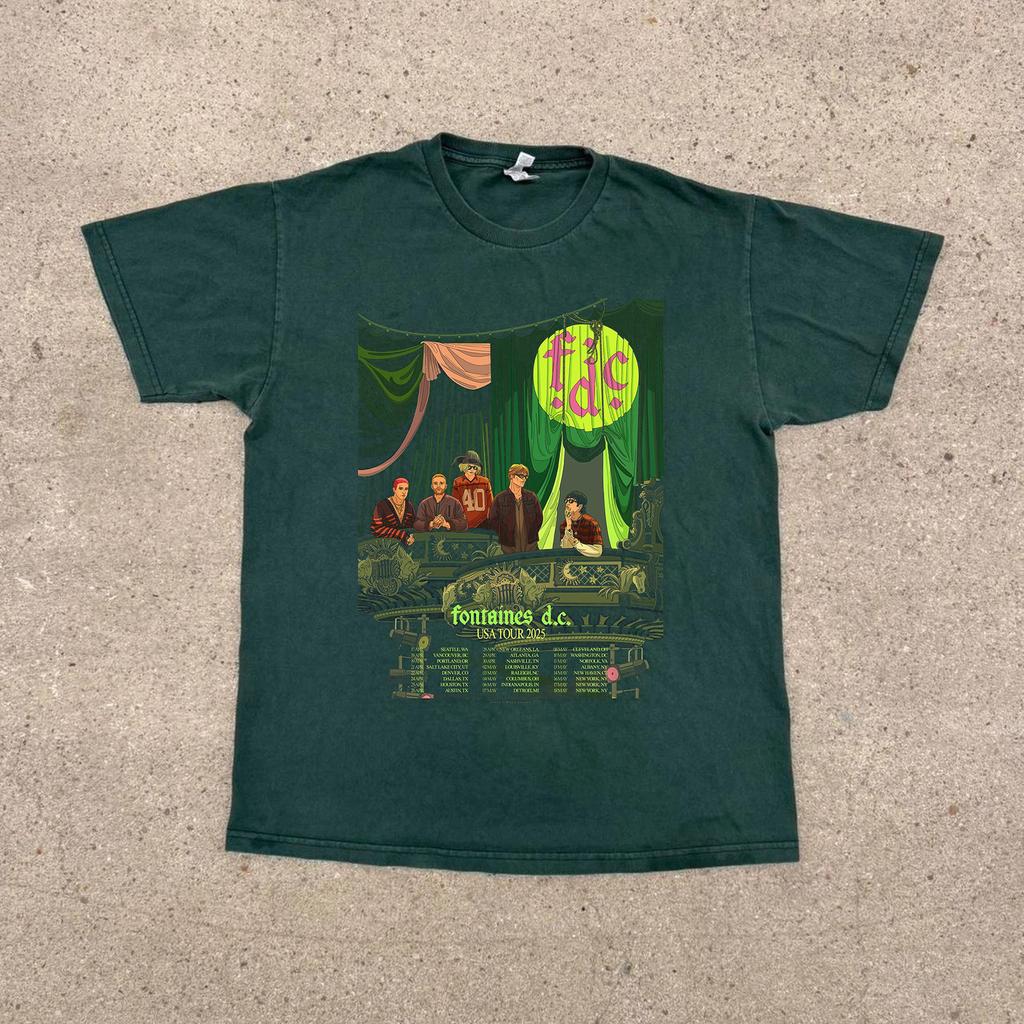 Fontaines D.C. Band USA Tour 2025 Forest Green T Shirt Full Size S-5XL
