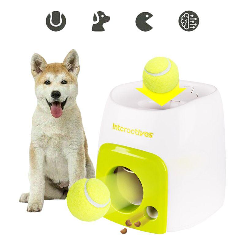Interactive Pet Dog Food Dispenser Tennis Ball Reward Fetch Toy For Training And Fun