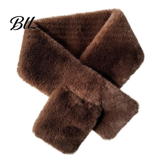Heat Storage Neck Protection Women Imitation Mink Fur Scarf, Thickened Soft Plush Thermal Winter Wrap Warmer, Cold Weather Elegant Shawl Accessory for