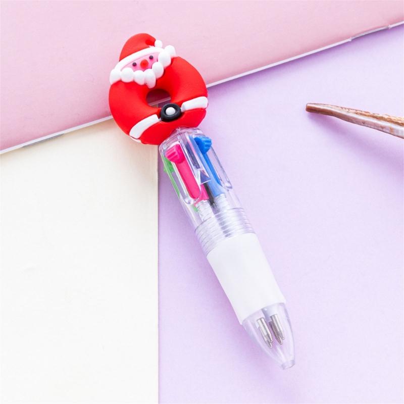 5PCS Festive Christmas Theme Ballpoint Pen Multicolor Pens With Ergonomic Grip Portable Writing Tools For Students