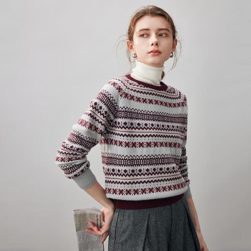Kemengboka 2025 Fall/Winter Women's Retro Fair Isle Cashmere Knit Sweater