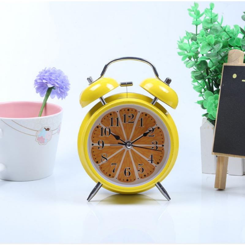 4-inch Metal Children's Gifts Student Watch Night Lights Place Desktop Bells Summer Lemon Noodles Dial