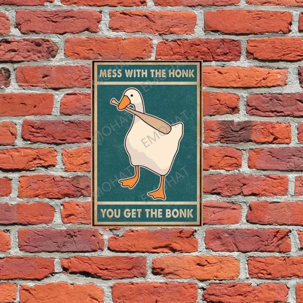 Generic Metal Poster Signs Tin Metal Sign Goose Mess With The Honk You Get The Bonk For Home Kitchen Restaurant Coffee Bar Wall Decor Art Bar
